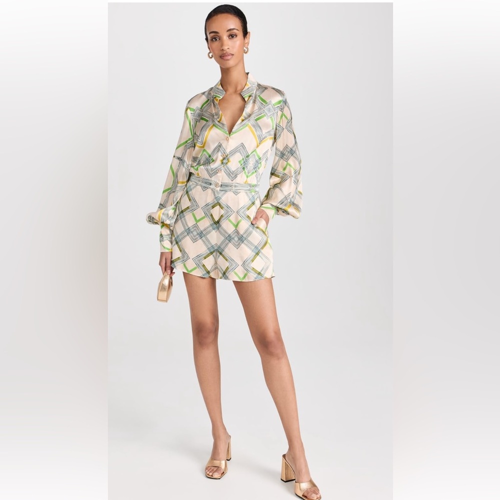 Alexis Geometric Print Jumpsuit - Green, Yellow, Cream